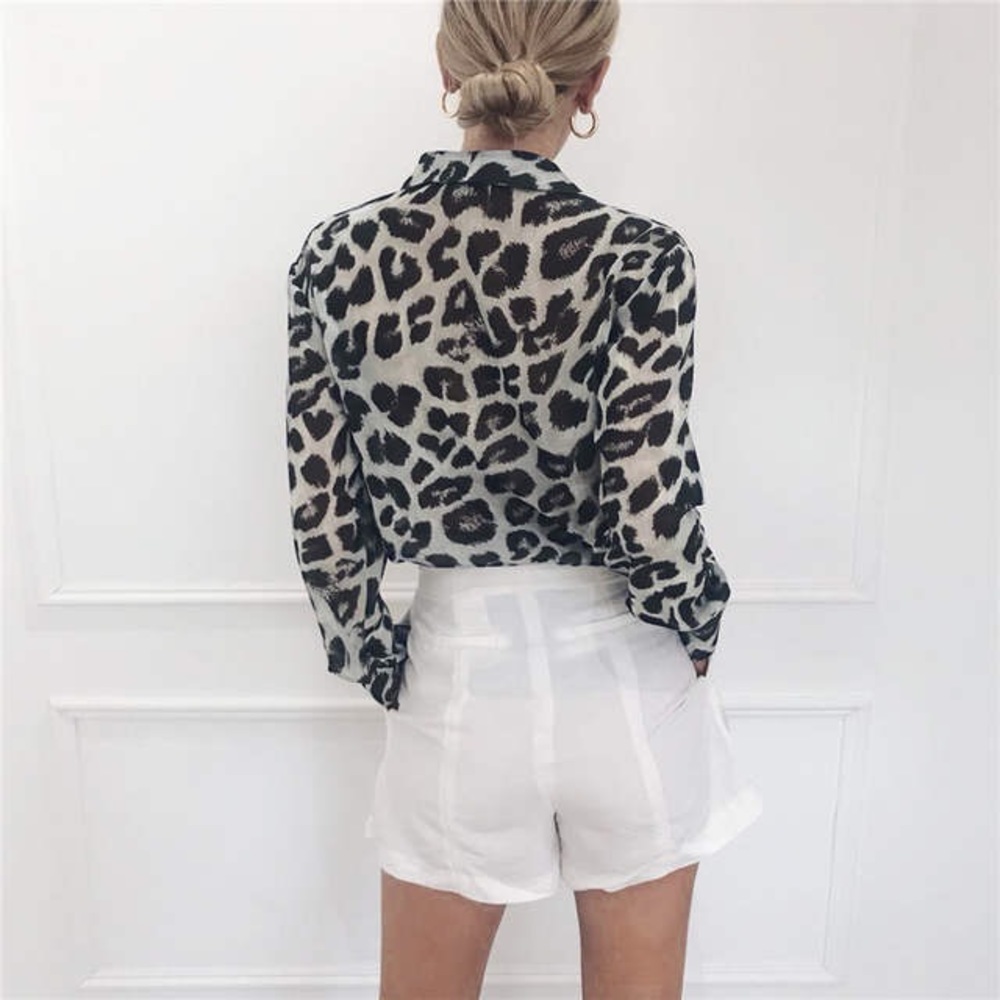 NEW Women’s Dress Shirt Blouse Office Leopard - Picture 3 of 3